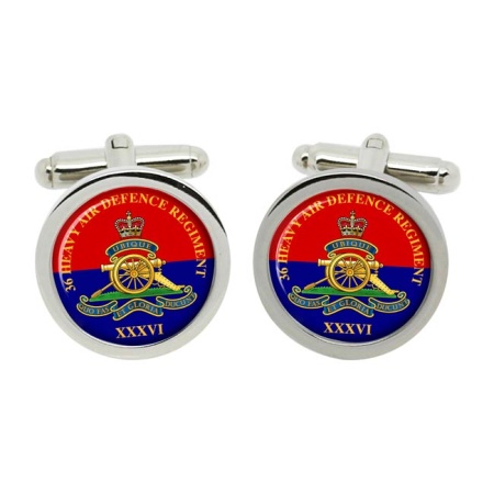 36 Regiment, Royal Artillery, British Army ER Cufflinks in Chrome Box