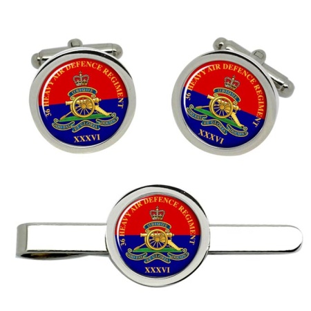 36 Regiment, Royal Artillery, British Army ER Cufflinks and Tie Clip Set