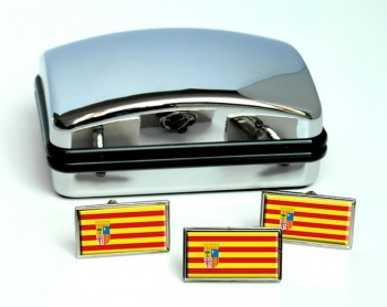 Aragon (Spain) Flag Cufflink and Tie Pin Set