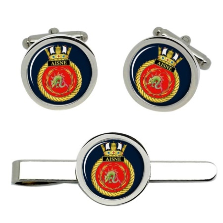 HMS Aisne, Royal Navy Cufflink and Tie Clip Set