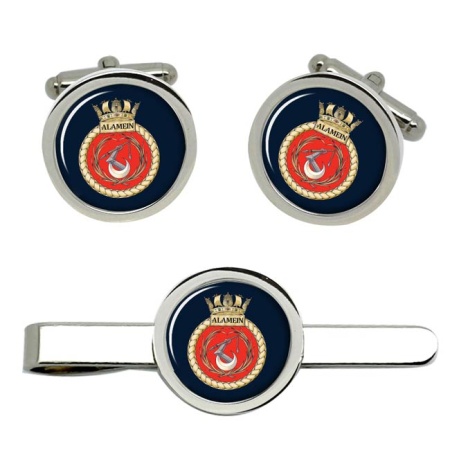 HMS Alamein, Royal Navy Cufflink and Tie Clip Set