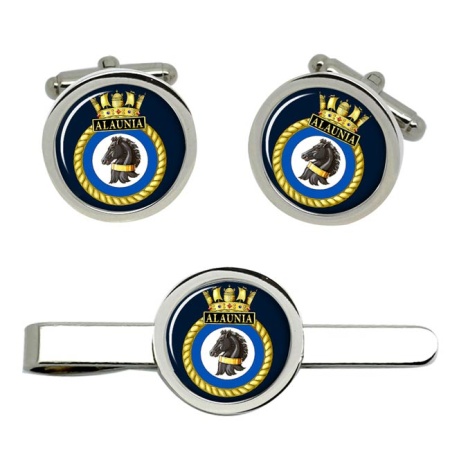 HMS Alaunia, Royal Navy Cufflink and Tie Clip Set