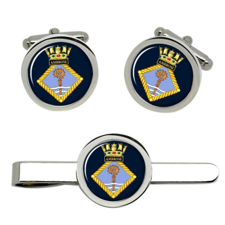 HMS Ambrose, Royal Navy Cufflink and Tie Clip Set