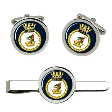 HMS Amphion, Royal Navy Cufflink and Tie Clip Set