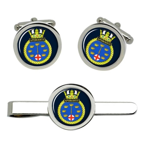 HMS Aphrodite, Royal Navy Cufflink and Tie Clip Set