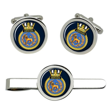 HMS Armada, Royal Navy Cufflink and Tie Clip Set