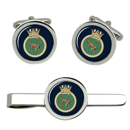 HMS Artful, Royal Navy Cufflink and Tie Clip Set