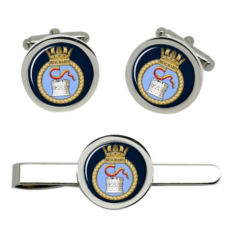 HMS Beaumaris, Royal Navy Cufflink and Tie Clip Set