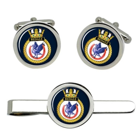 HMS Bedale, Royal Navy Cufflink and Tie Clip Set