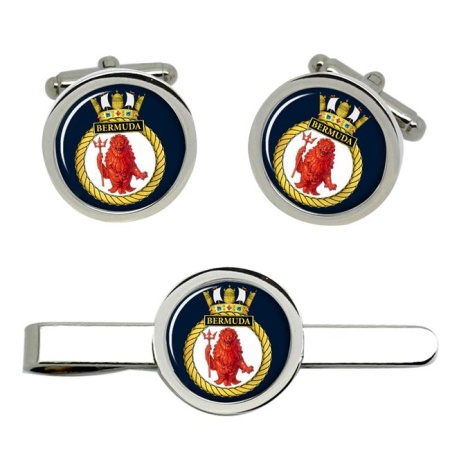 HMS Bermuda, Royal Navy Cufflink and Tie Clip Set