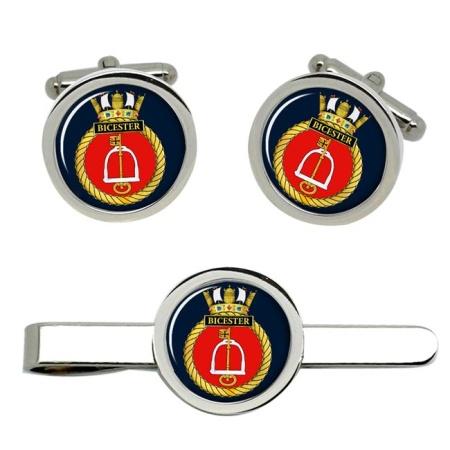 HMS Bicester, Royal Navy Cufflink and Tie Clip Set