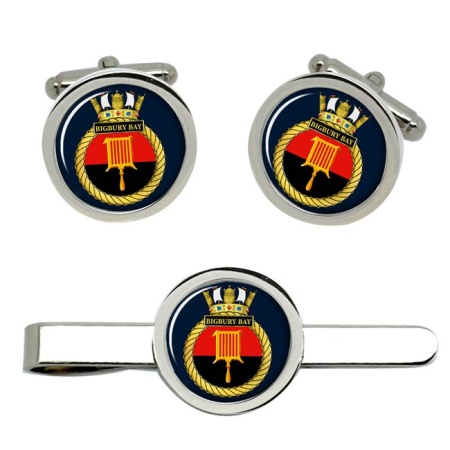 HMS Bigbury Bay, Royal Navy Cufflink and Tie Clip Set