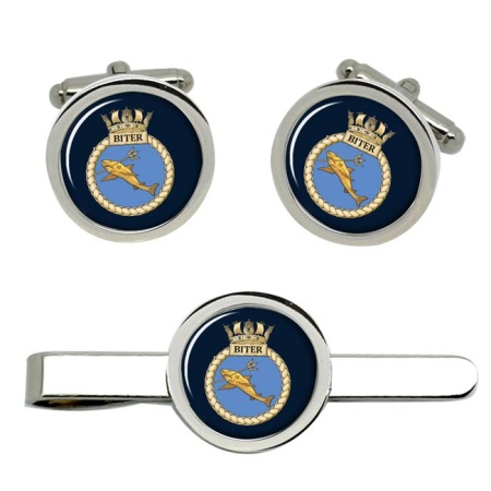 HMS Biter, Royal Navy Cufflink and Tie Clip Set