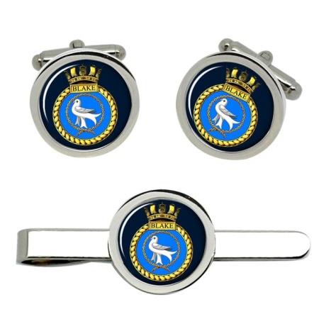 HMS Blake, Royal Navy Cufflink and Tie Clip Set