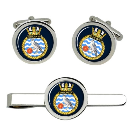 HMS Boscawen, Royal Navy Cufflink and Tie Clip Set