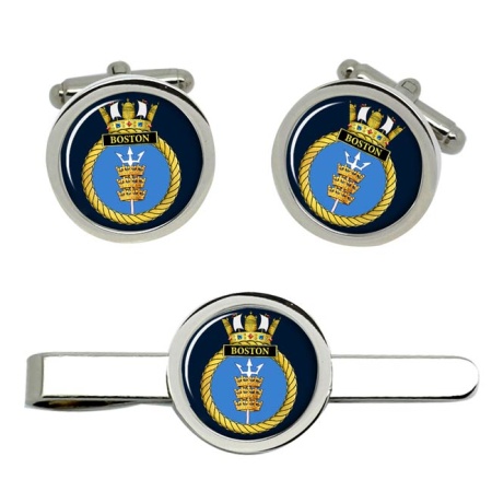 HMS Boston, Royal Navy Cufflink and Tie Clip Set