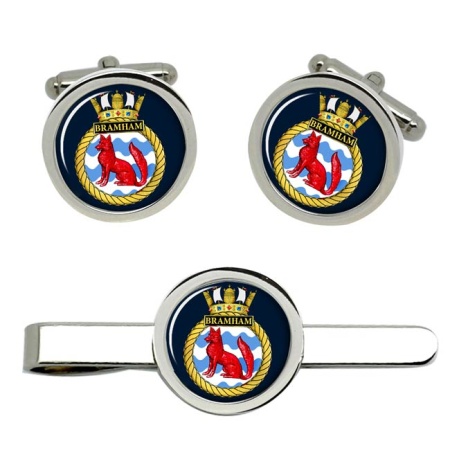 HMS Bramham, Royal Navy Cufflink and Tie Clip Set