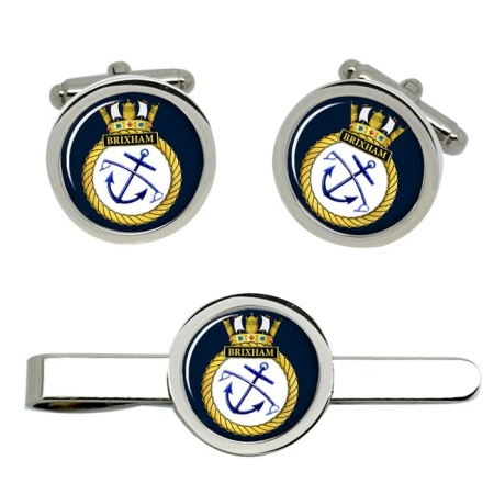 HMS Brixham, Royal Navy Cufflink and Tie Clip Set