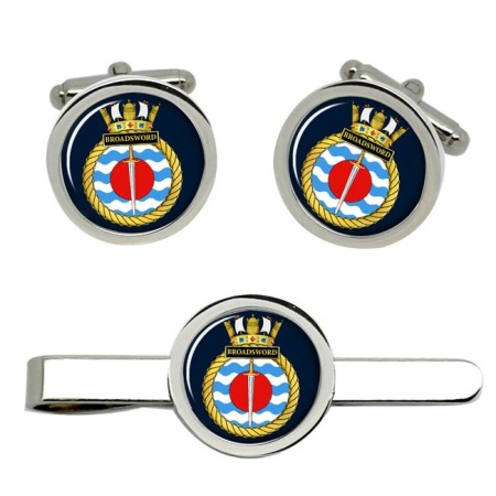 HMS Broadsword, Royal Navy Cufflink and Tie Clip Set