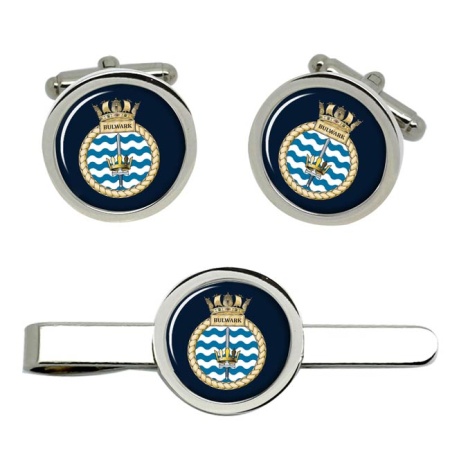 HMS Bulwark, Royal Navy Cufflink and Tie Clip Set