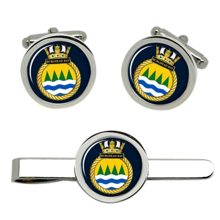 HMS Burghead Bay, Royal Navy Cufflink and Tie Clip Set