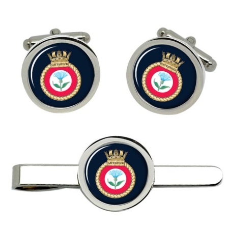 HMS Cattistock, Royal Navy Cufflink and Tie Clip Set