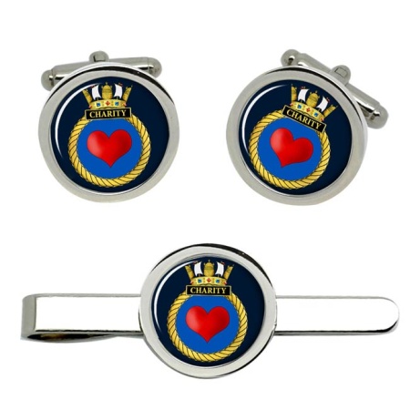 HMS Charity, Royal Navy Cufflink and Tie Clip Set