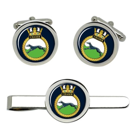 HMS Chaser, Royal Navy Cufflink and Tie Clip Set