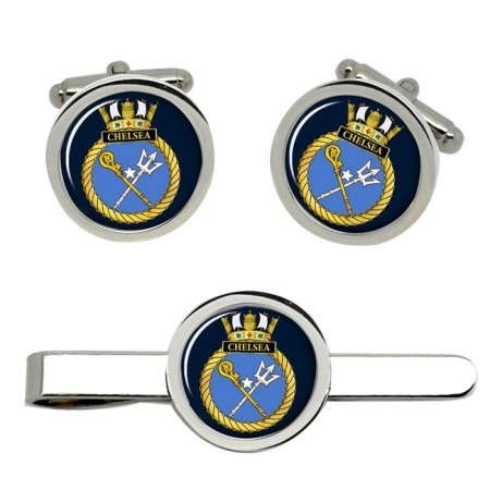 HMS Chelsea, Royal Navy Cufflink and Tie Clip Set