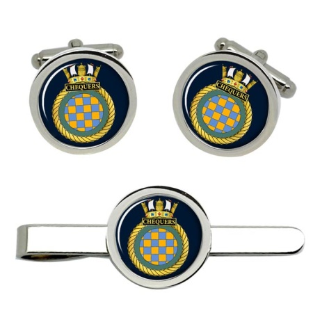 HMS Chequers, Royal Navy Cufflink and Tie Clip Set