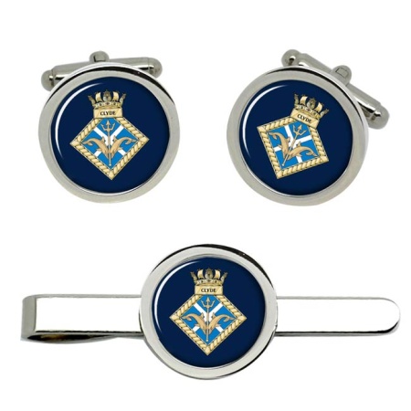 HMS Clyde Establishment, Royal Navy Cufflink and Tie Clip Set