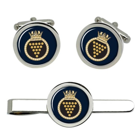 HMS Cornwall, Royal Navy Cufflink and Tie Clip Set