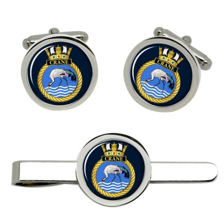 HMS Crane, Royal Navy Cufflink and Tie Clip Set