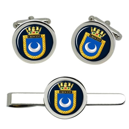 HMS Crescent, Royal Navy Cufflink and Tie Clip Set