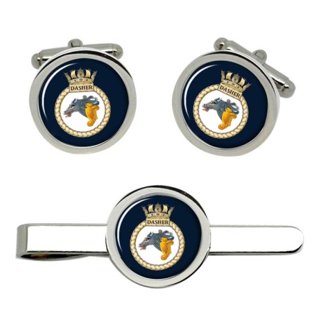 HMS Dasher, Royal Navy Cufflink and Tie Clip Set