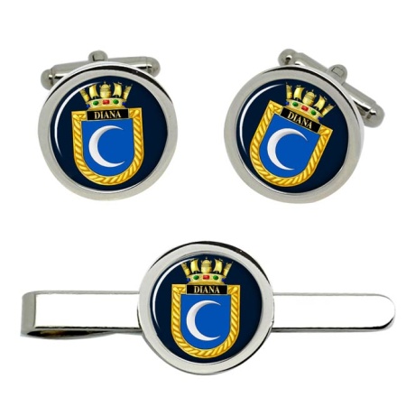 HMS Diana, Royal Navy Cufflink and Tie Clip Set