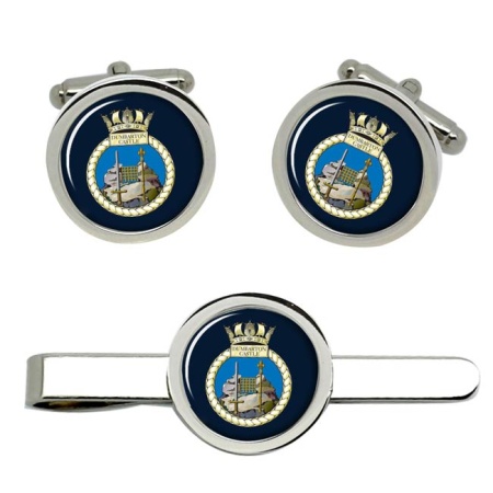 HMS Dumbarton Castle, Royal Navy Cufflink and Tie Clip Set