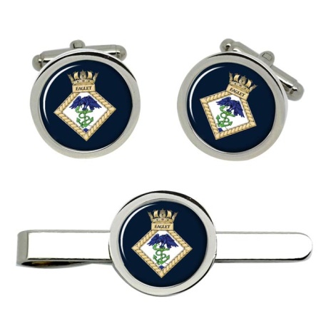 HMS Eaglet, Royal Navy Cufflink and Tie Clip Set