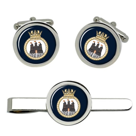 HMS Edinburgh, Royal Navy Cufflink and Tie Clip Set