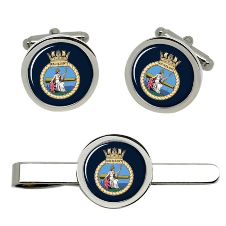 HMS Excellent, Royal Navy Cufflink and Tie Clip Set