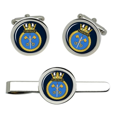 HMS Fareham, Royal Navy Cufflink and Tie Clip Set