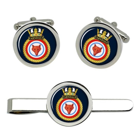 HMS Farndale, Royal Navy Cufflink and Tie Clip Set