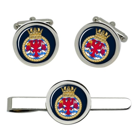 HMS Farnham Castle, Royal Navy Cufflink and Tie Clip Set