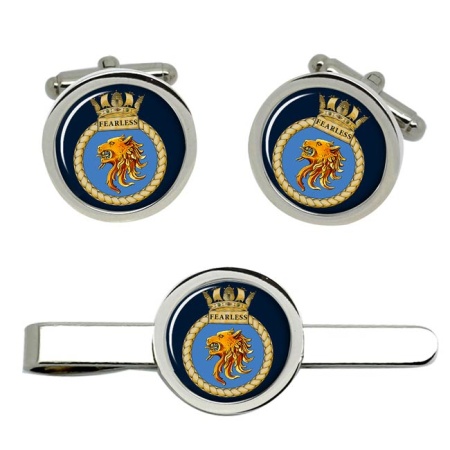 HMS Fearless, Royal Navy Cufflink and Tie Clip Set