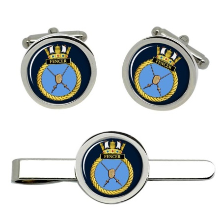 HMS Fencer, Royal Navy Cufflink and Tie Clip Set