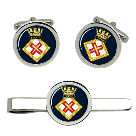 HMS Fernie, Royal Navy Cufflink and Tie Clip Set