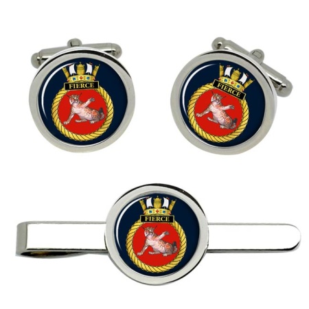 HMS Fierce, Royal Navy Cufflink and Tie Clip Set