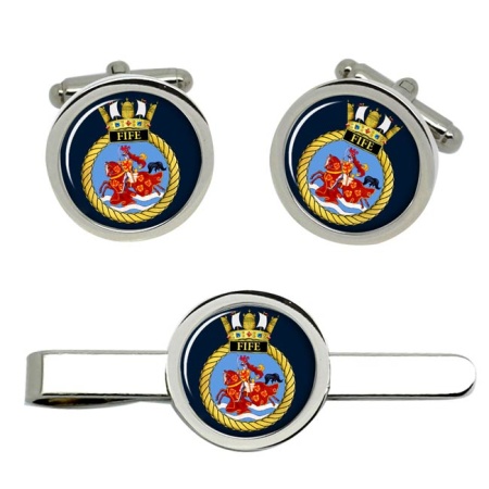 HMS Fife, Royal Navy Cufflink and Tie Clip Set