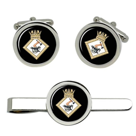 HMS Forward, Royal Navy Cufflink and Tie Clip Set