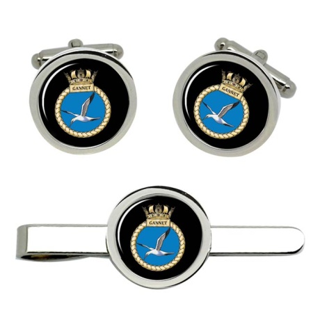 HMS Gannet, Royal Navy Cufflink and Tie Clip Set